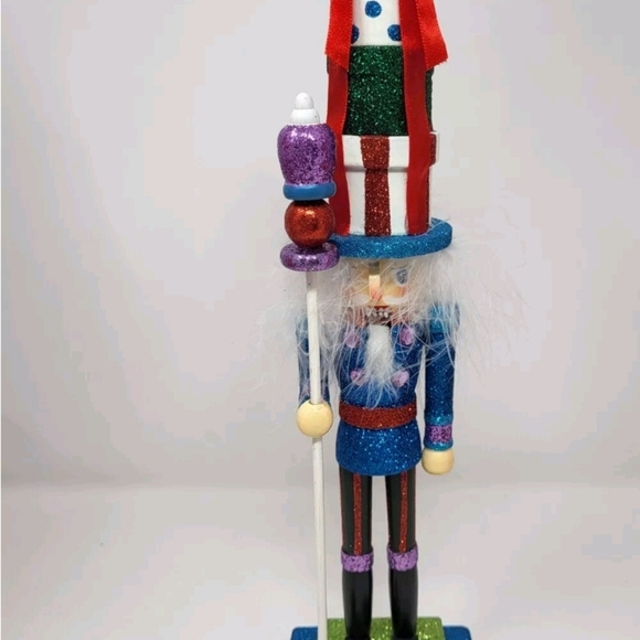 2 Kurt Adler Multi Colored Glitter Whimsical Christmas Nutcrackers 13.5" 2016 - Picture 7 of 16